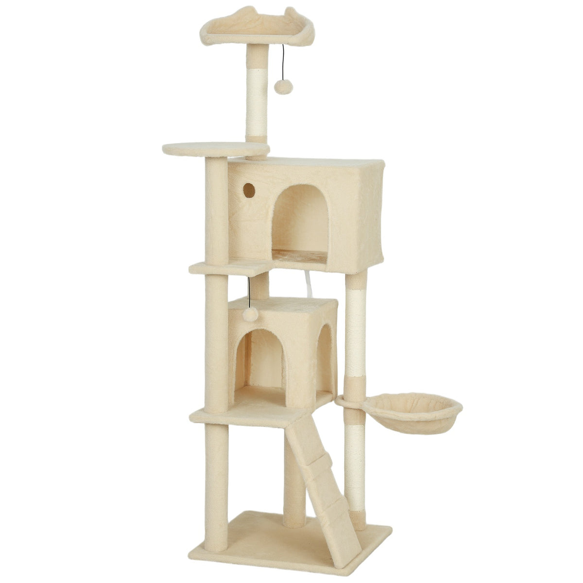 Cat Tree 160 cm with Hammock, Ladder, Cave, Sisal Posts