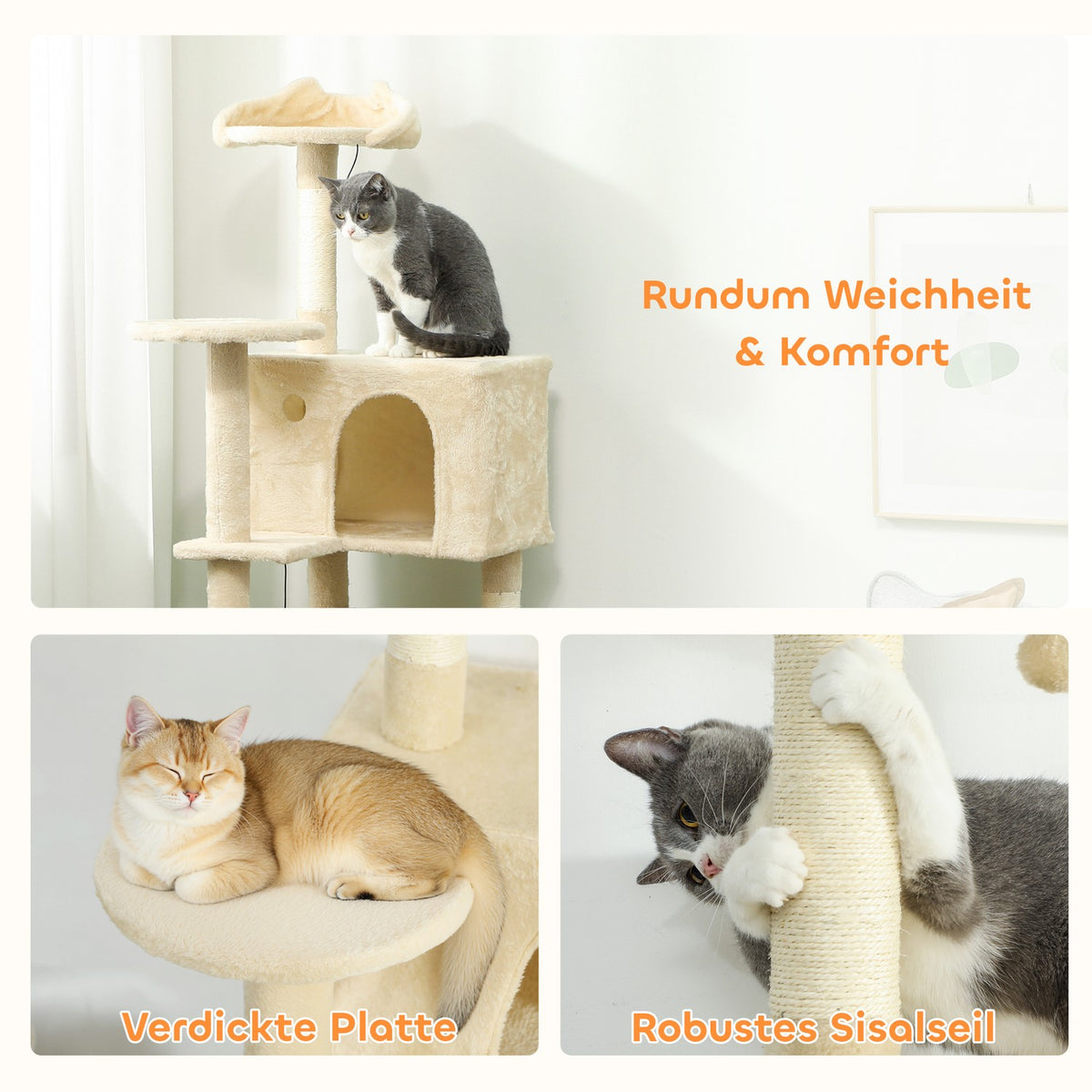 Cat Tree 160 cm with Hammock, Ladder, Cave, Sisal Posts