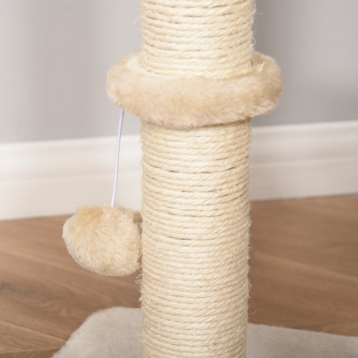 Cat Tree Scratching Post Kitten Furniture With Cat Cave Ball Toy Sisal Soft Plush Beige Height 100Cm
