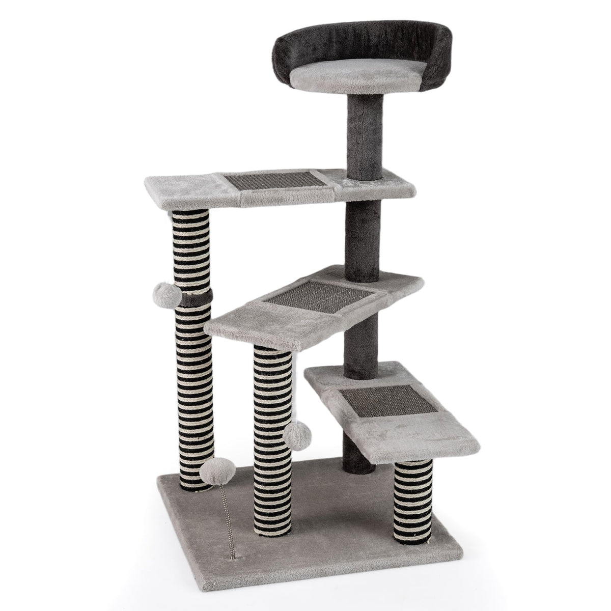 Cat Tree Tower, 93 cm, Sisal & Jute Scratch Posts, Gray