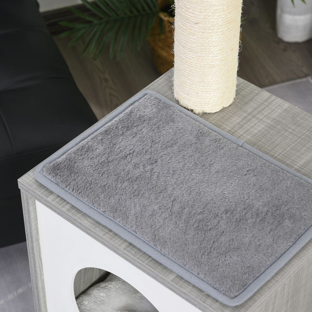 Cat Tree With Scratching Options Four-Tier Climbing Tree, Plush Seat, Cave, Grey&White, 61X49X160.5Cm