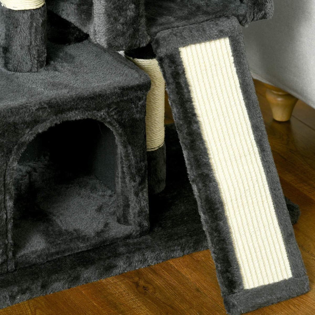Cat Tree With Sisal Columns, Cat Scratching Post, Cat Climbing Tree, Cat Tree, Dark Gray, 59 X 39 X 83 Cm
