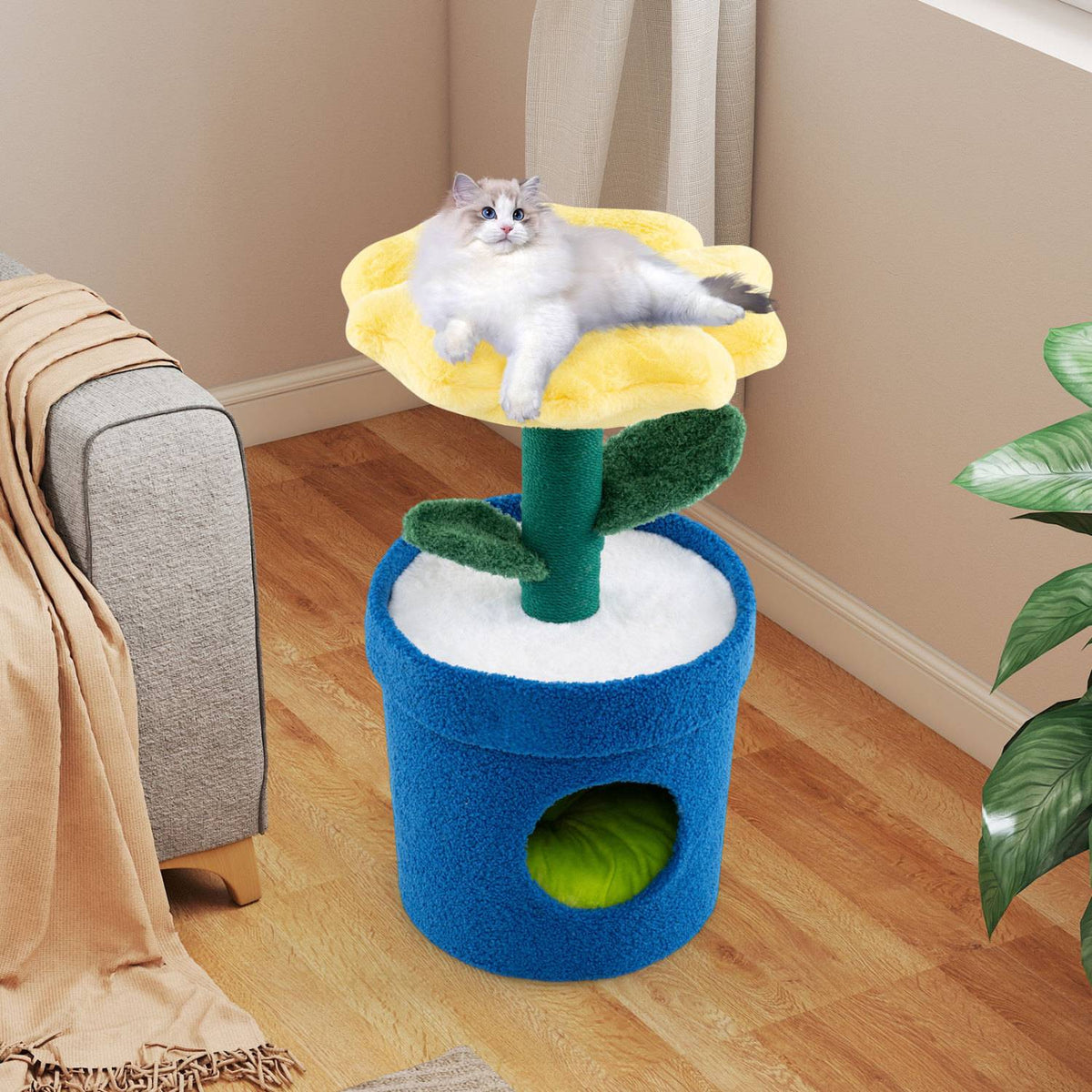 Cat Tree for Indoor Cats – Flower Perch, Condo, 72 cm
