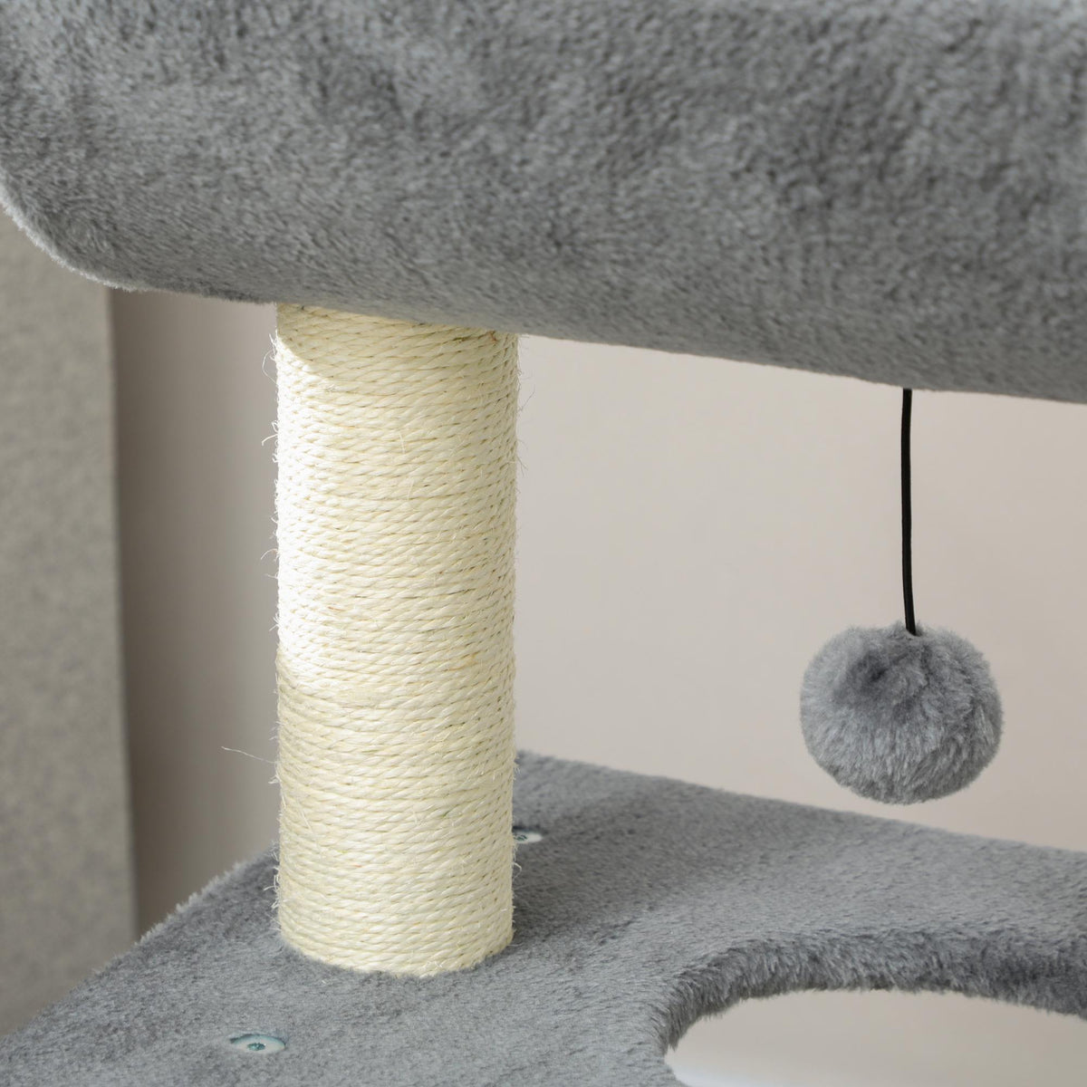 Cat Tree with Bed & Toys, Light Grey, 60 x 30 x 76 cm