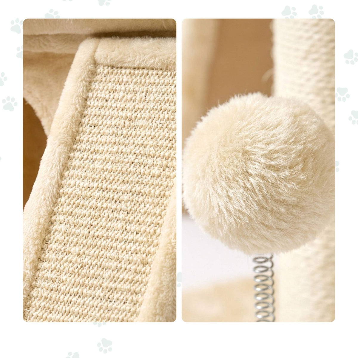 Cat Tree with Cave & Bed, Beige – Sisal & Plush