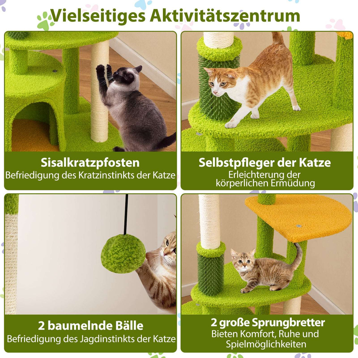 Cat Tree with Platforms & Scratching Posts, 122 cm