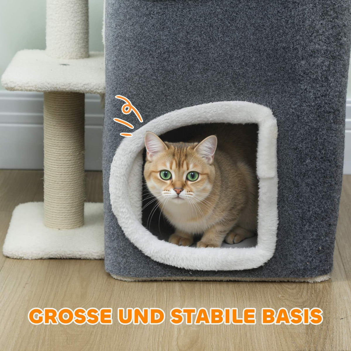 Cat Tree with Top Platform, 2-Story Condo, Sisal Posts, Gray