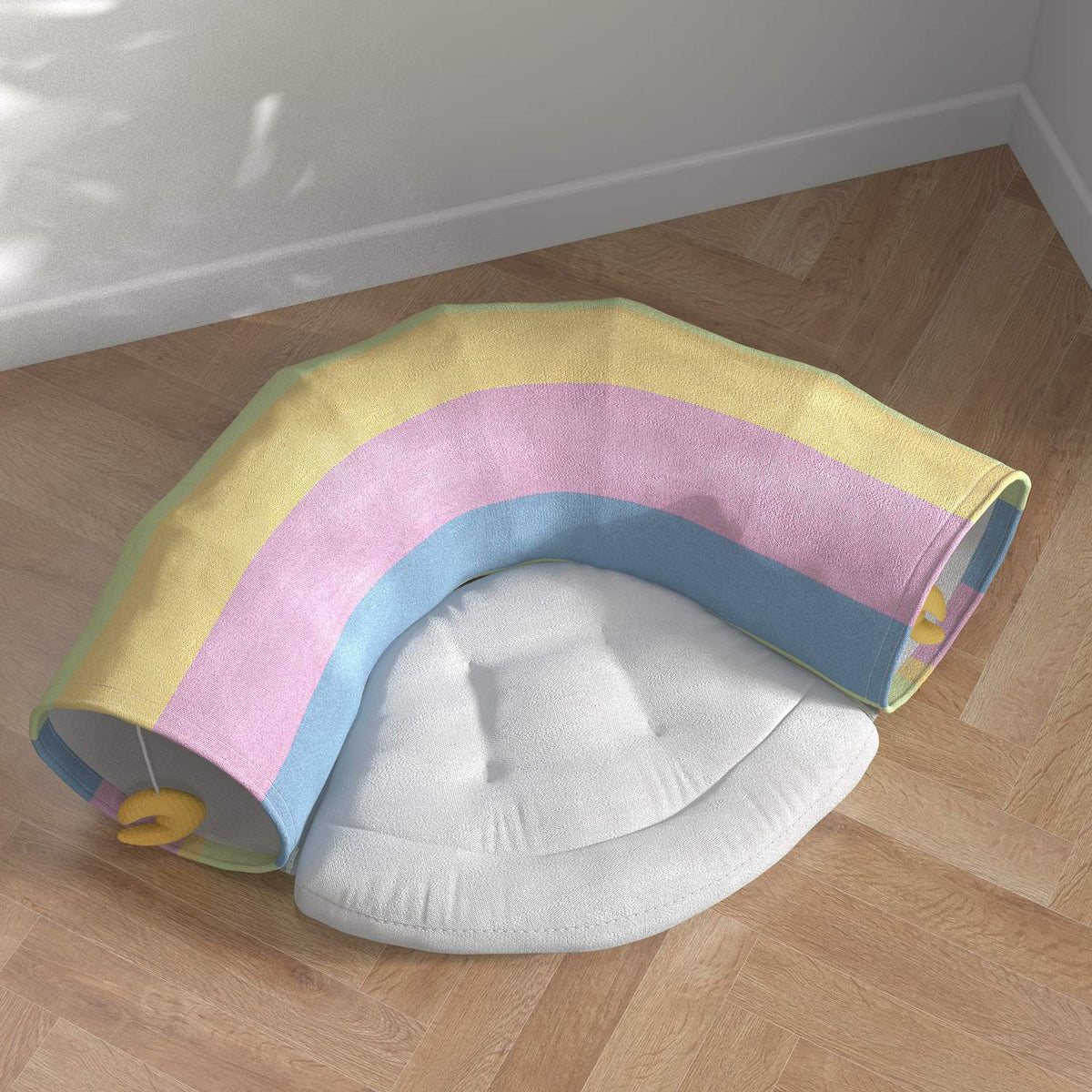 Cat Tunnel Foldable Cat Toy With Play Cushion, Polyester, For Cats & Small Animals