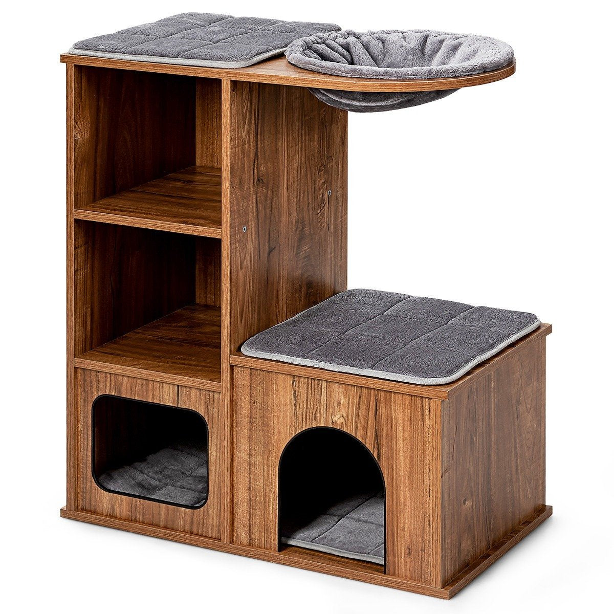 Cat furniture with cave mats cat playhouse wooden cat tree cat house climbing tree 69x39x 80.5 cm