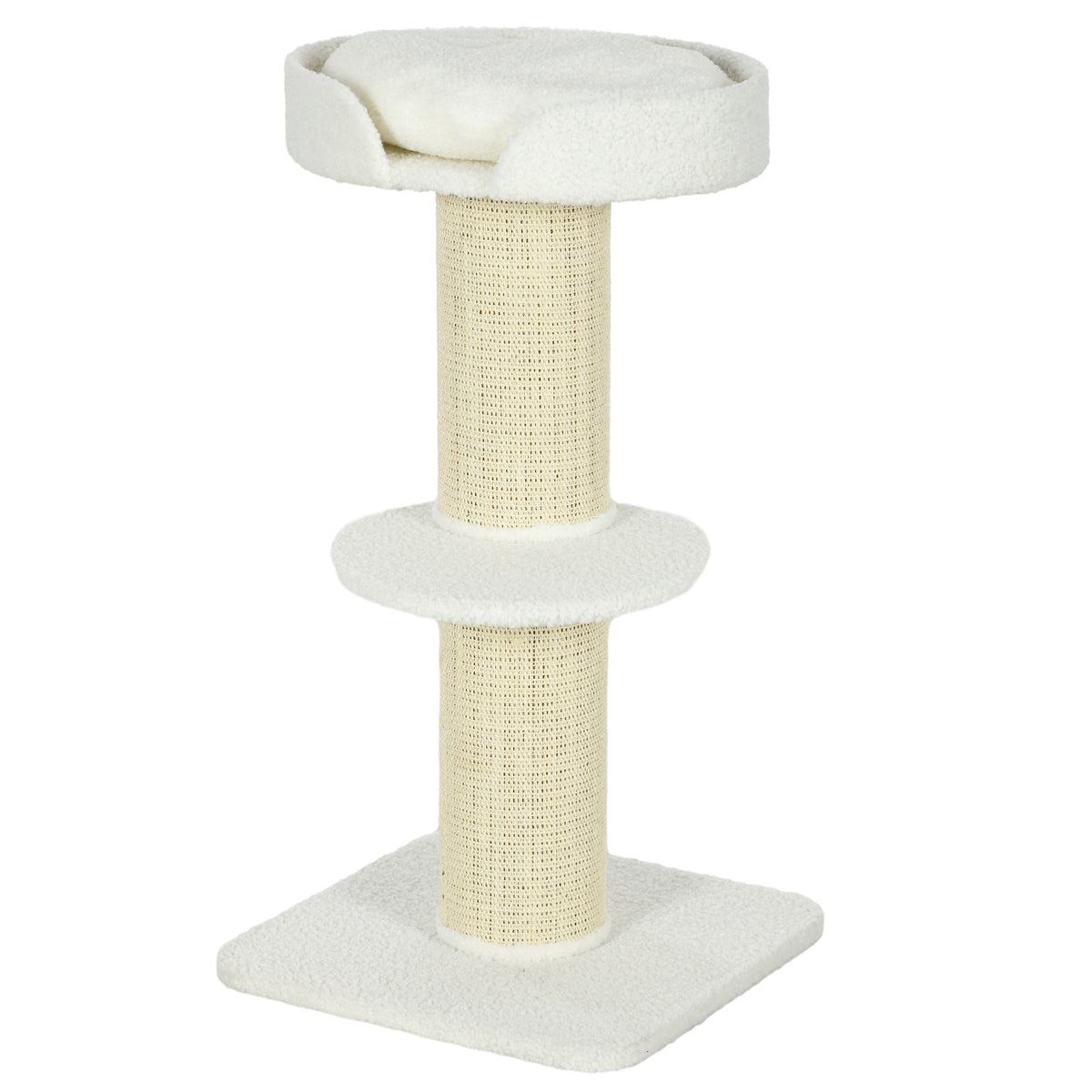 Cat tree 91cm play tree with cat bed, platform lambswool cream