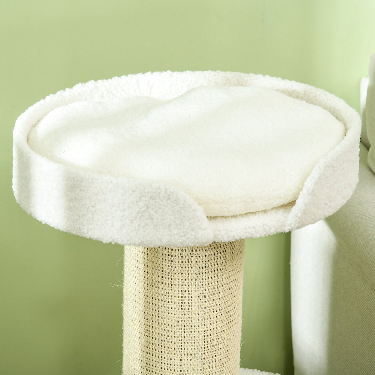 Cat tree 91cm play tree with cat bed, platform lambswool cream