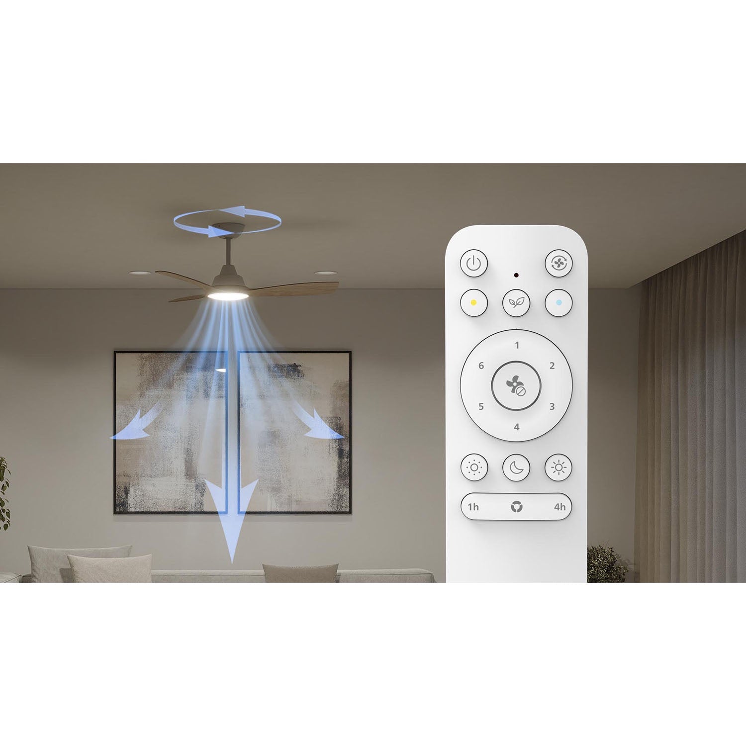 Ceiling Fan Light 106 cm, Tunable White LED, Remote