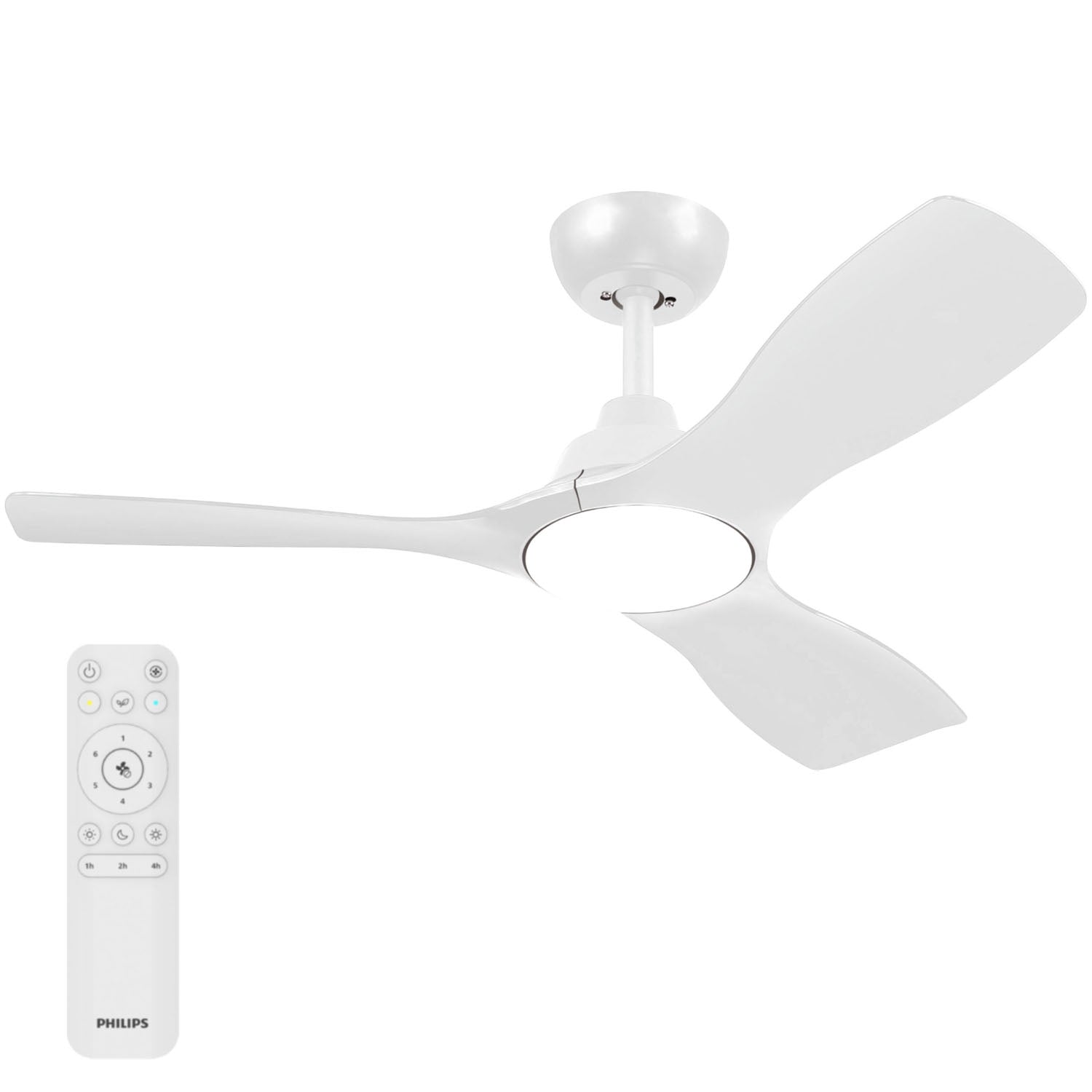 Ceiling Fan With LED Light 106 cm, Remote, White