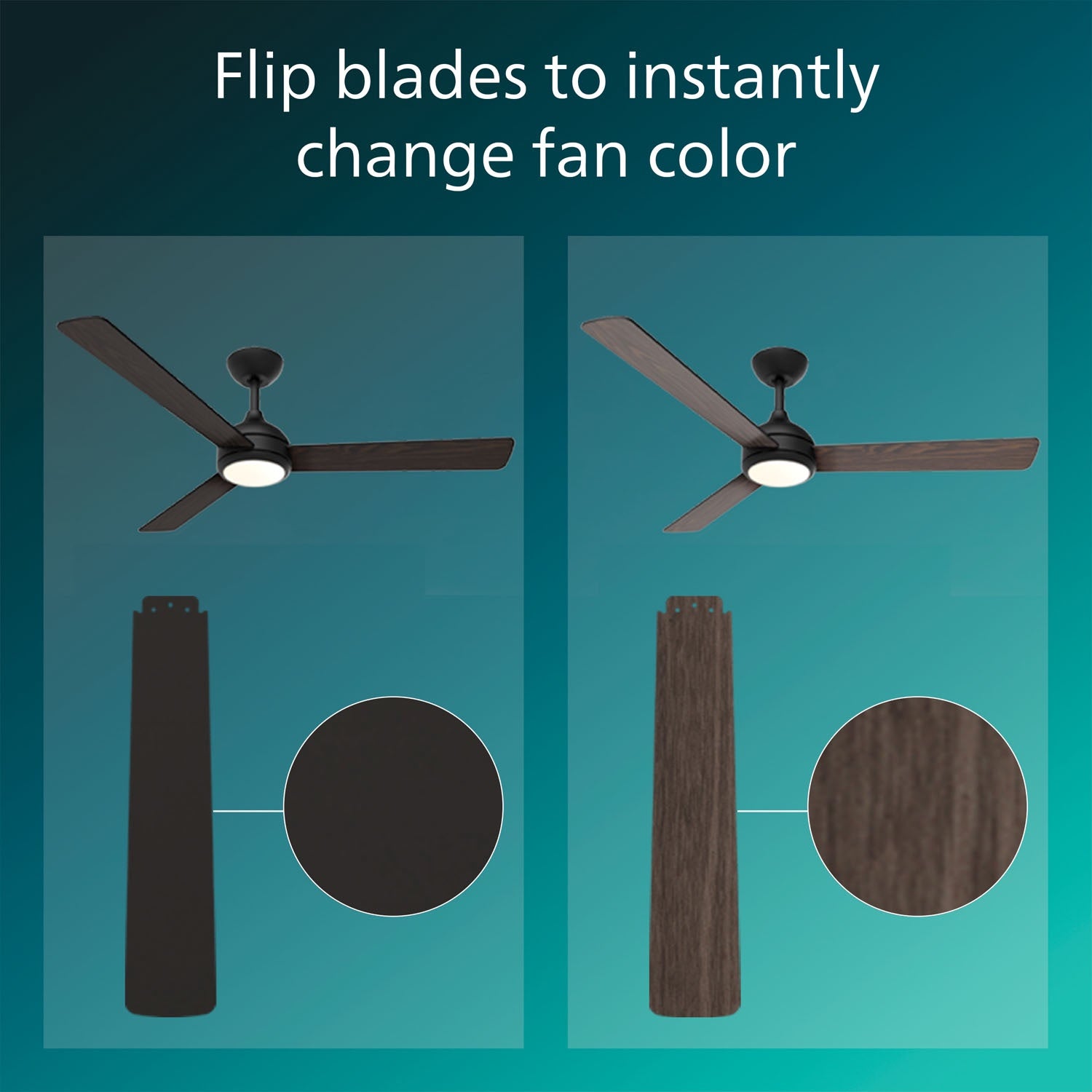 Ceiling Fan With LED Light, 132 cm, Remote, Reversible Blades