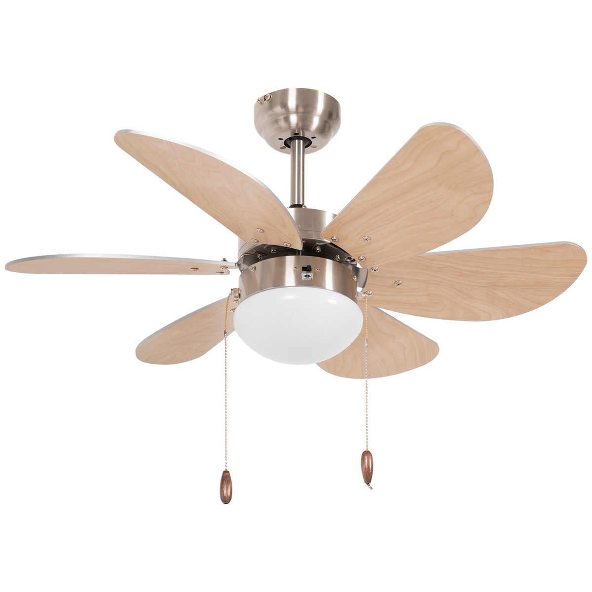 Ceiling Fan With Led Lighting 16W Ceiling Lamp With Fan Pendant Light 6 Reversible Blades For Living Room Beech