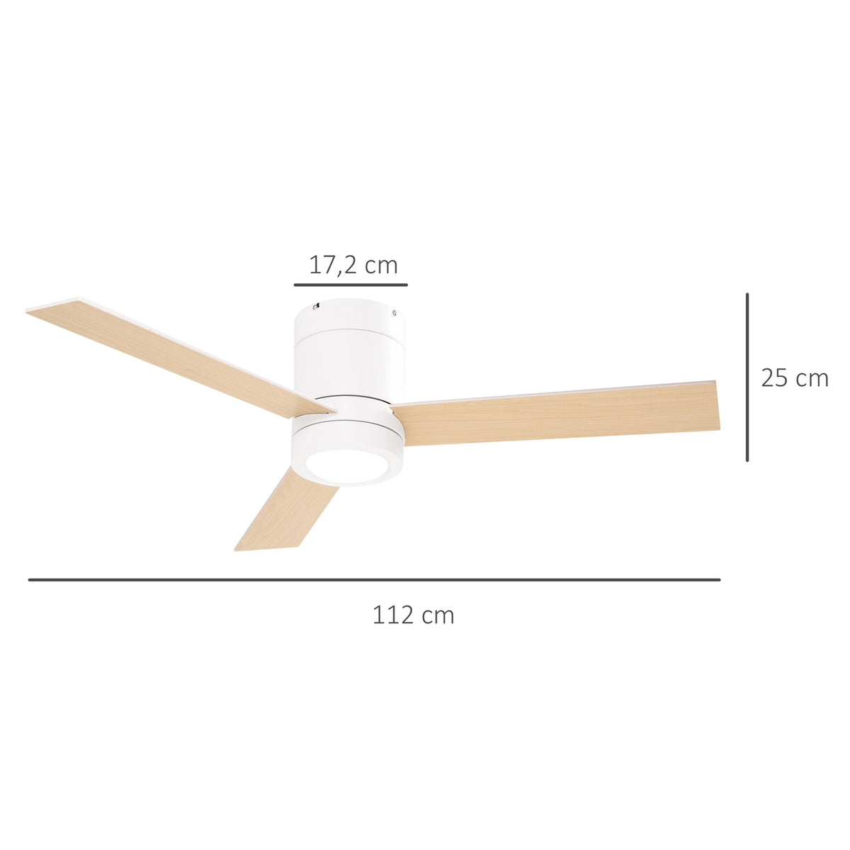 Ceiling Fan with Lighting, Remote Control, 48W Ceiling Light with Fan, 112cm Quiet Dimmable Ceiling Lamp with Timer, 3 Speeds, for Living Room, Bedroom and Dining Room, White