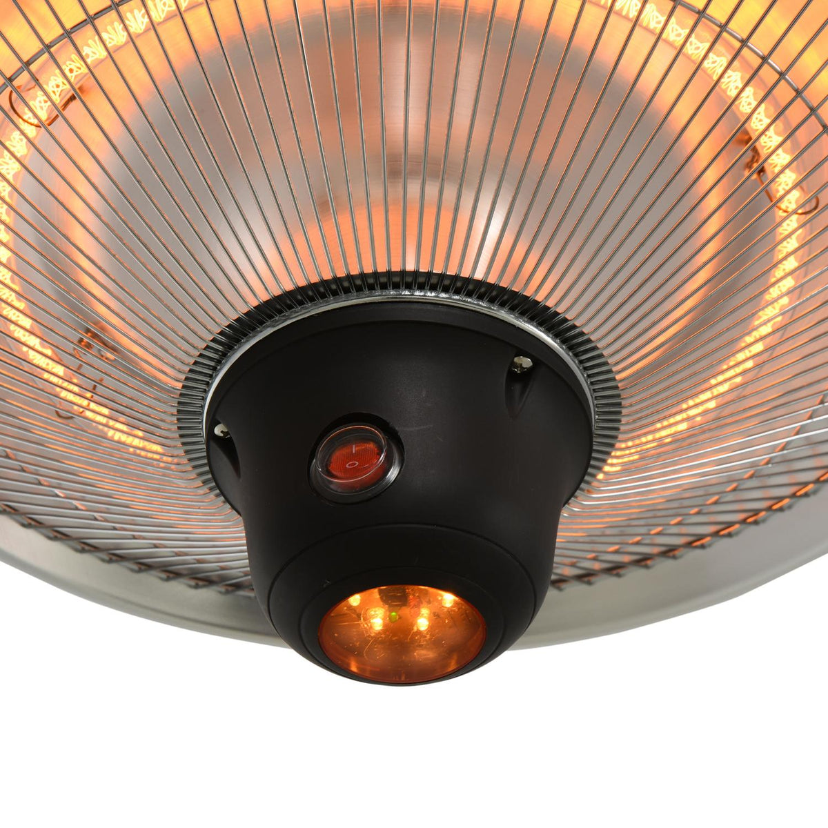 Ceiling Heater 1500W With Led & Remote Control, Terraces, Aluminum, Silver, Φ42Xh29Cm
