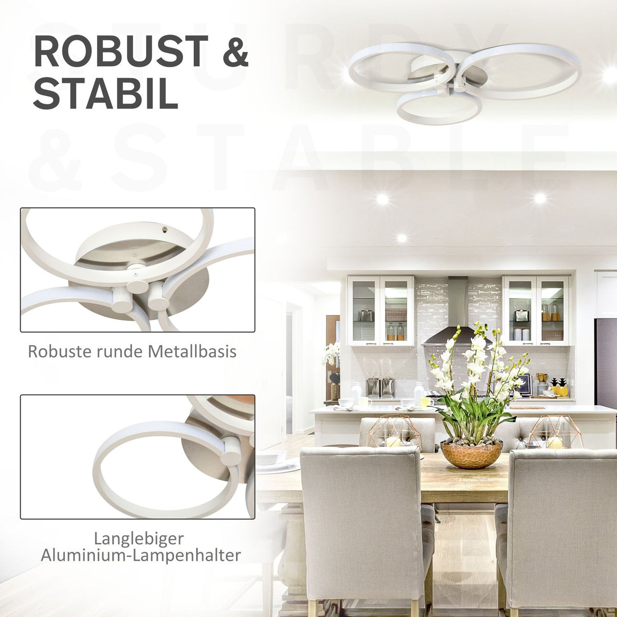 Ceiling Light Living Room Lamp, Metal, Aluminum, Acrylic, 56Lx47Wx8H Cm