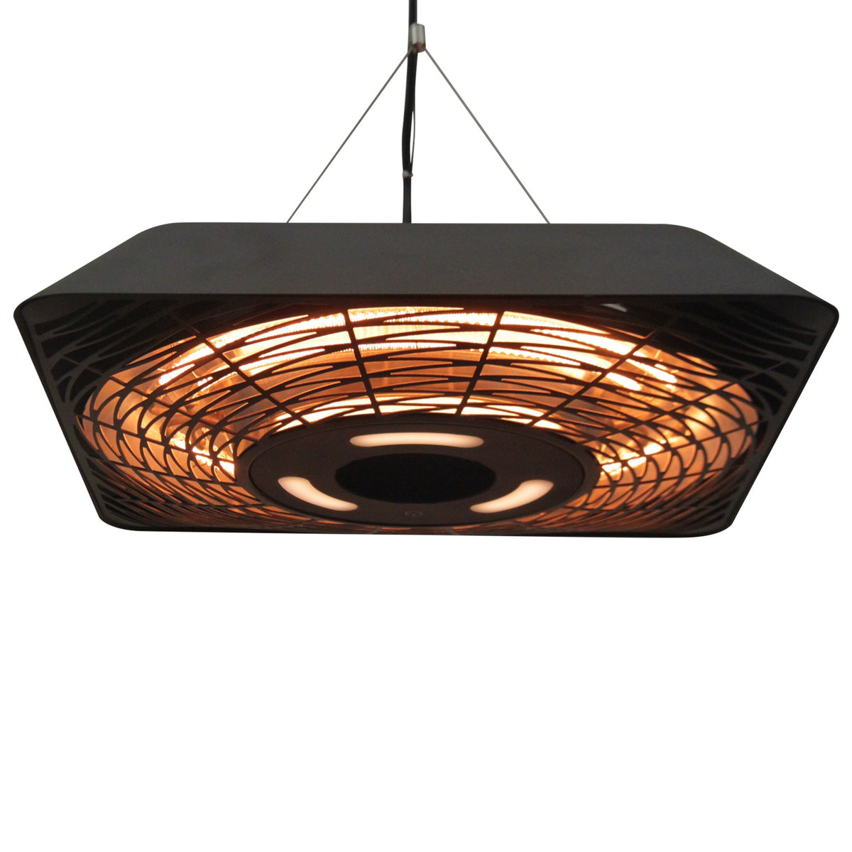 Ceiling heater 800W/1200W/2000W, 5 modes heater, IP45, electric patio heater with remote control, aluminum, glass, black, 45x45x10cm