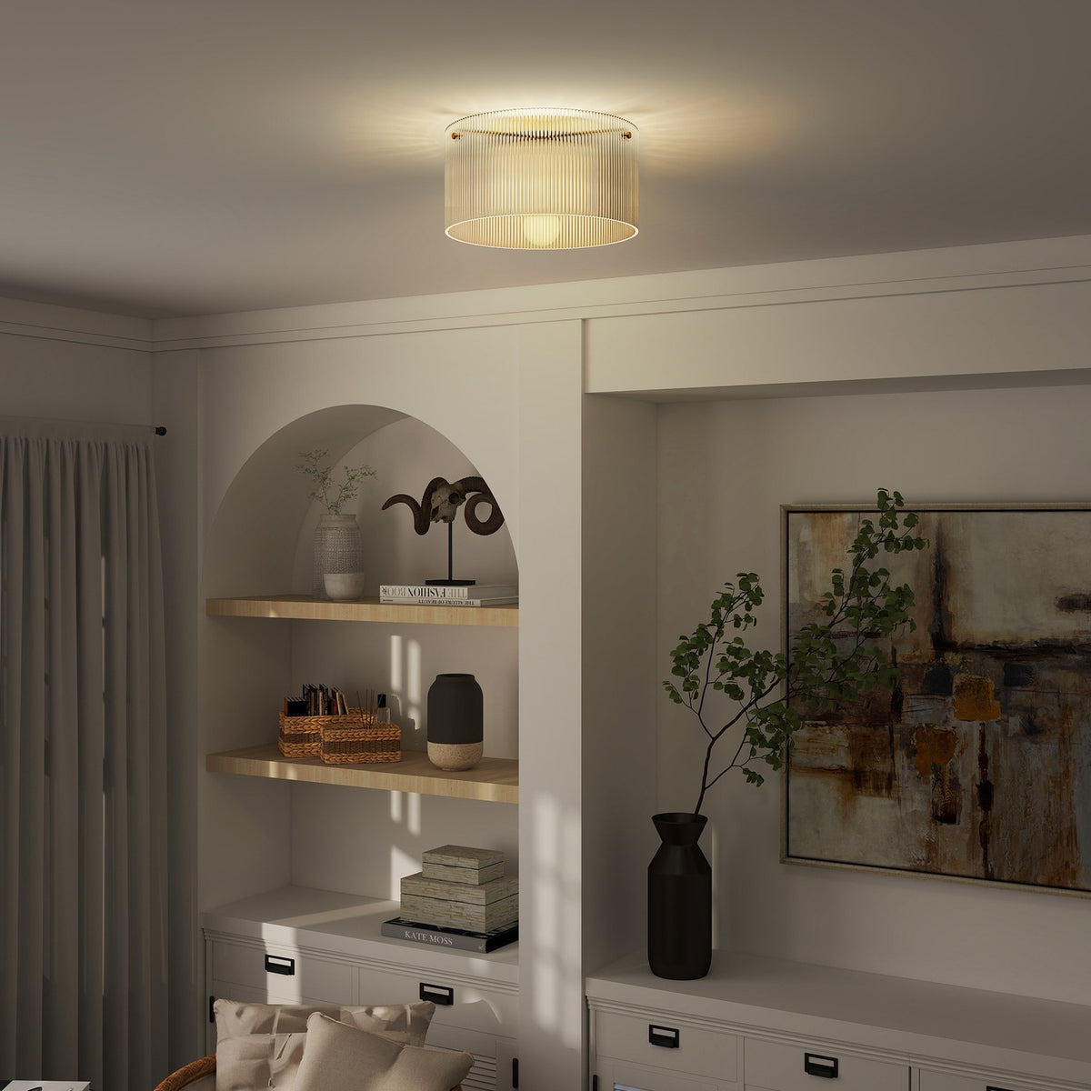 Ceiling lamp with acrylic lampshade, metal, halogen and LED compatible