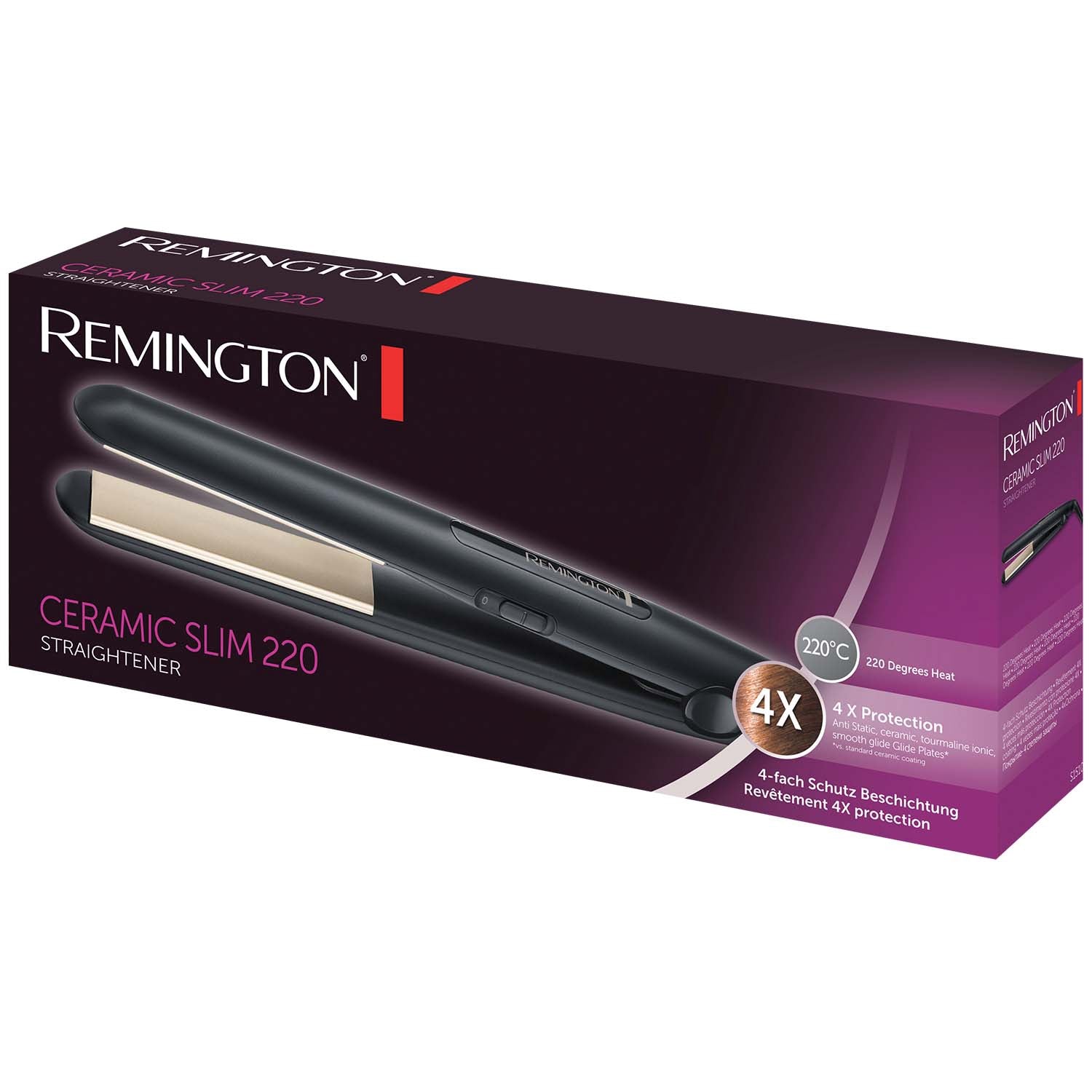 Ceramic Hair Straightener, Slim Plates, 180–220C