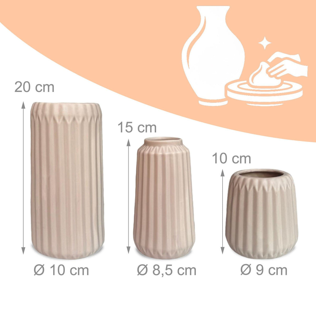 Ceramic Vase Set – 3 Sizes, Minimalist Design