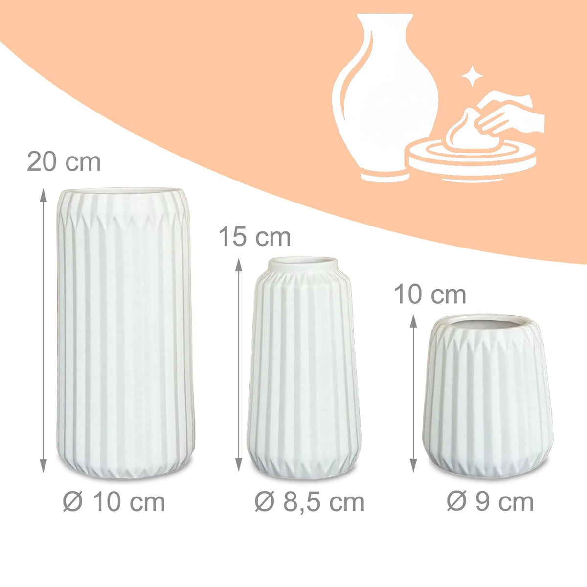 Ceramic Vase Set – 3 Sizes, Minimalist Design