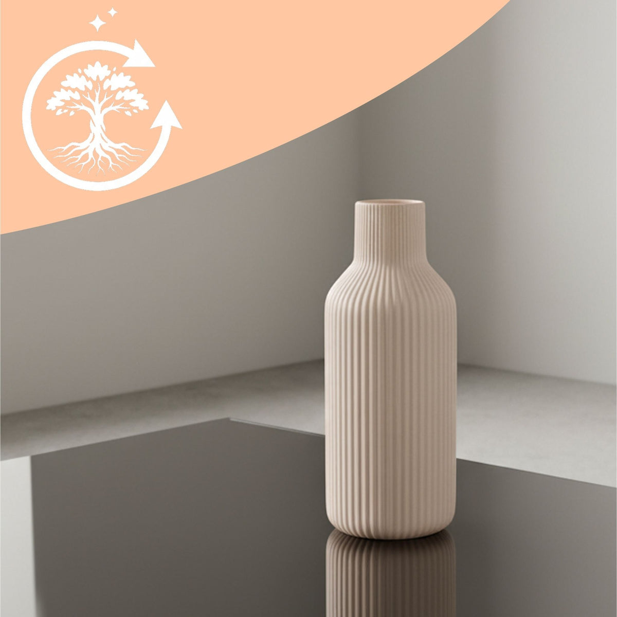Ceramic Vase Set, 3 Sizes, Ribbed Texture