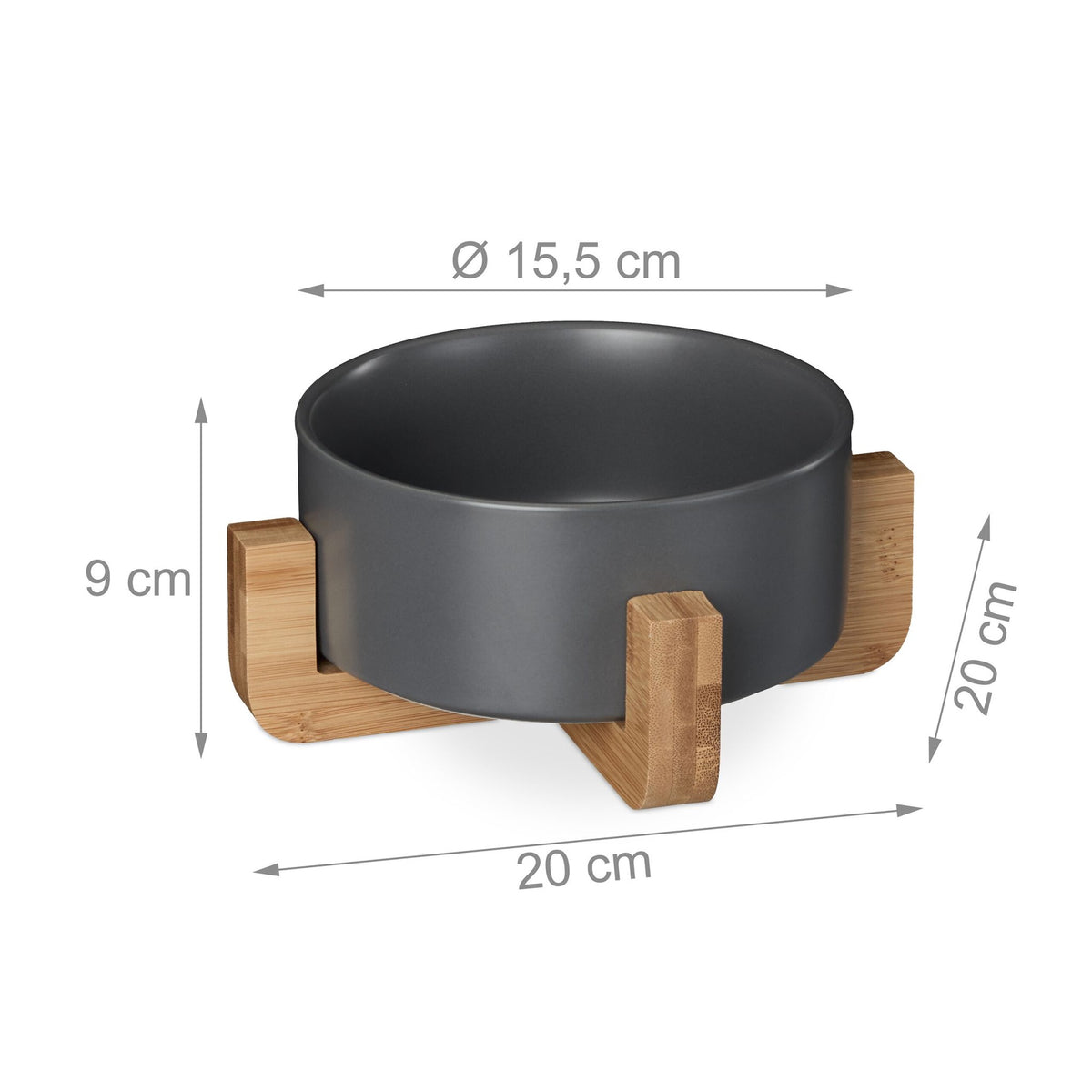 Ceramic dog bowl with bamboo frame