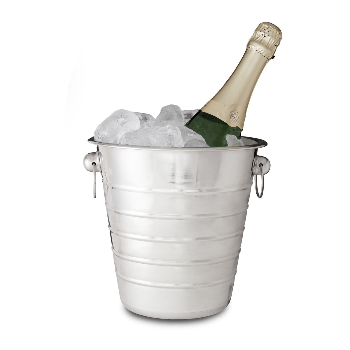 Champagne cooler in stainless steel with handle