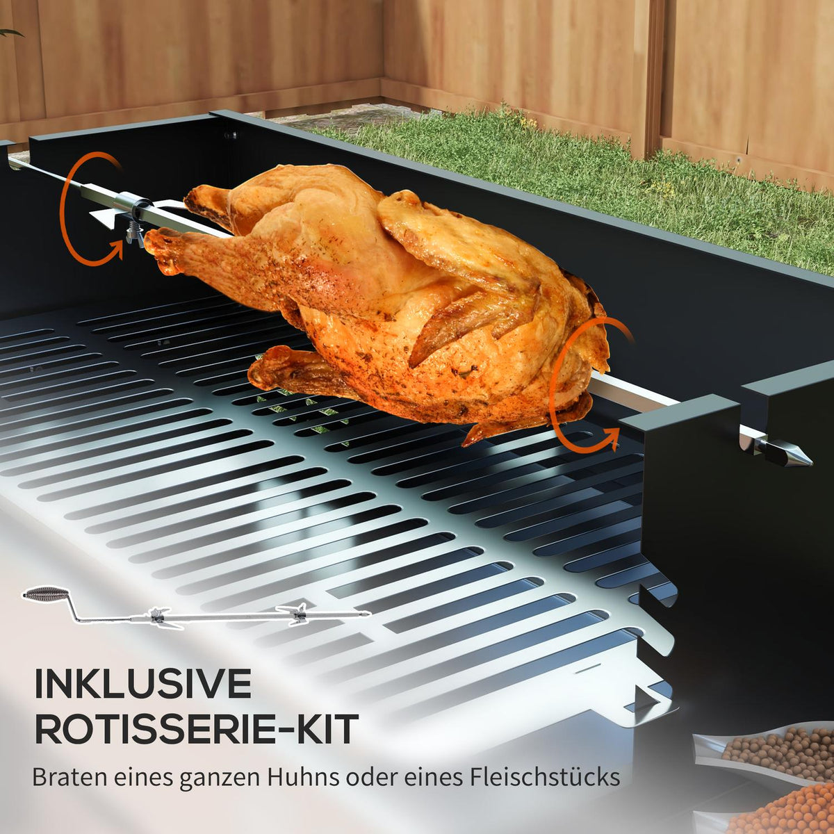 Charcoal Grill Camping Grill With Grill Grate And Rotisserie Kit Foldable Camping Garden Bbq Stainless Steel + Metal Black