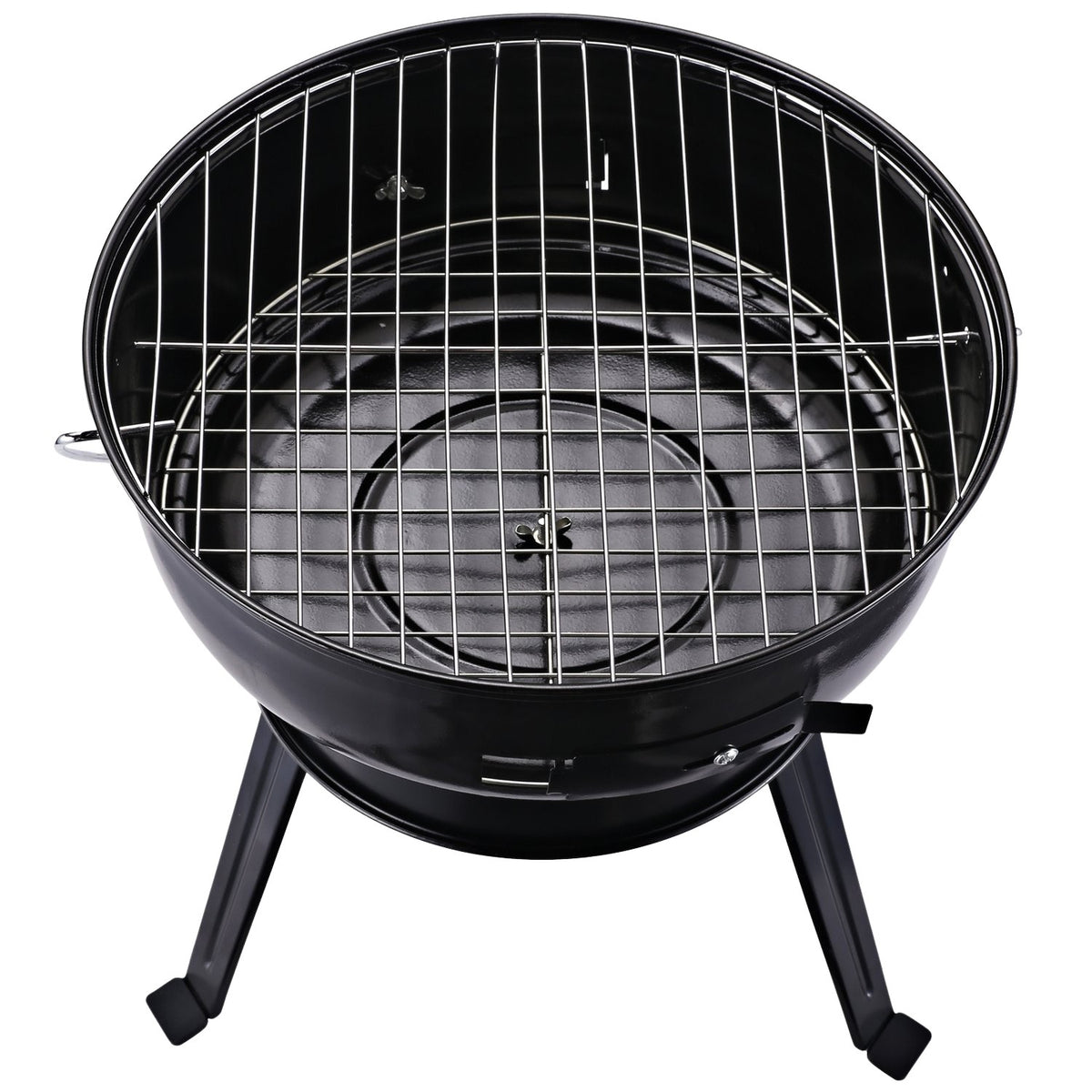 Charcoal Grill Kettle Grill With Wind Protection, Tripod Base, Portable, Metal, Black+Red, Ø36.5X54Cm