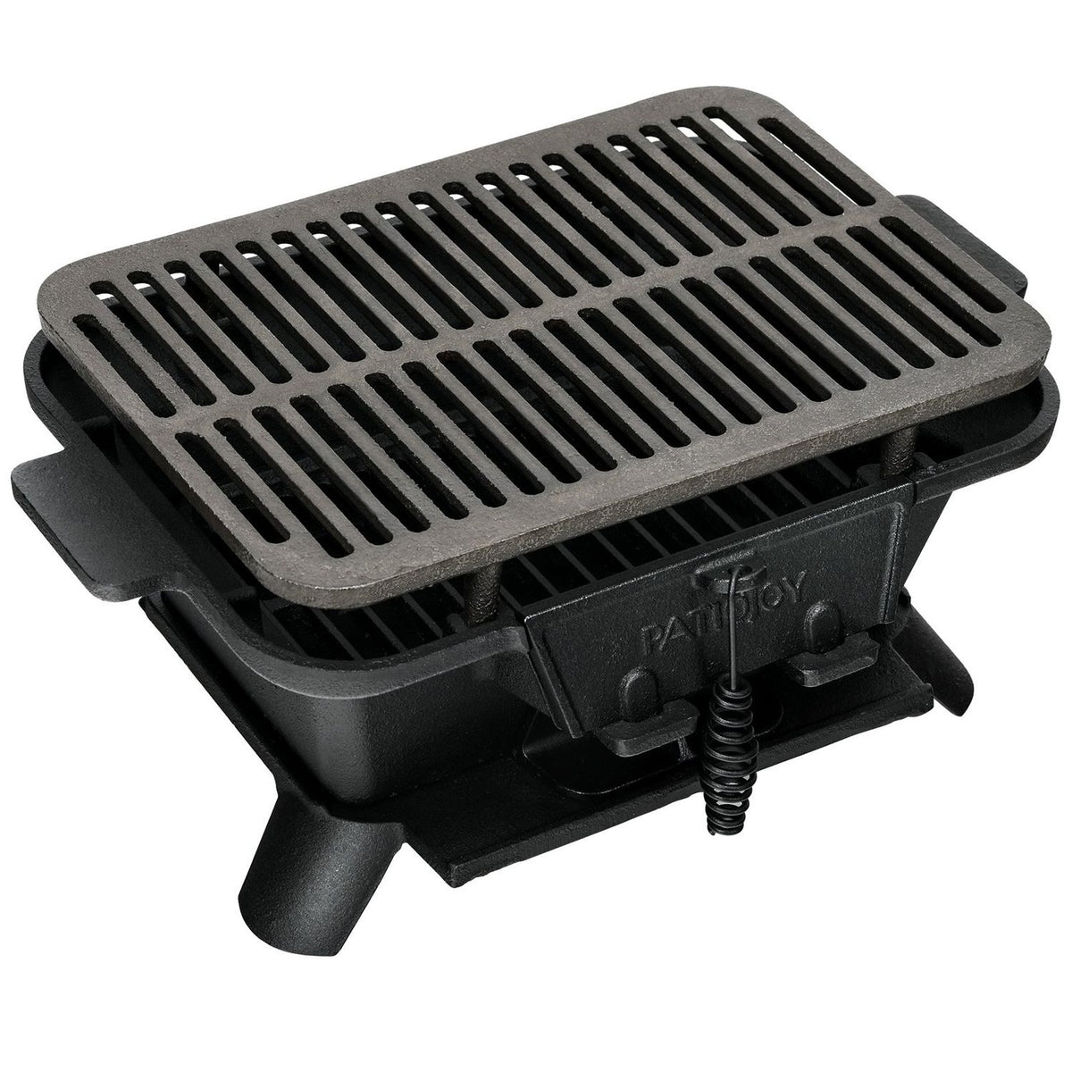 Charcoal Grill Portable Cast Iron Barbecue Grill BBQ Mini Grill Table Grill for Picnic 40x27x18cm Black