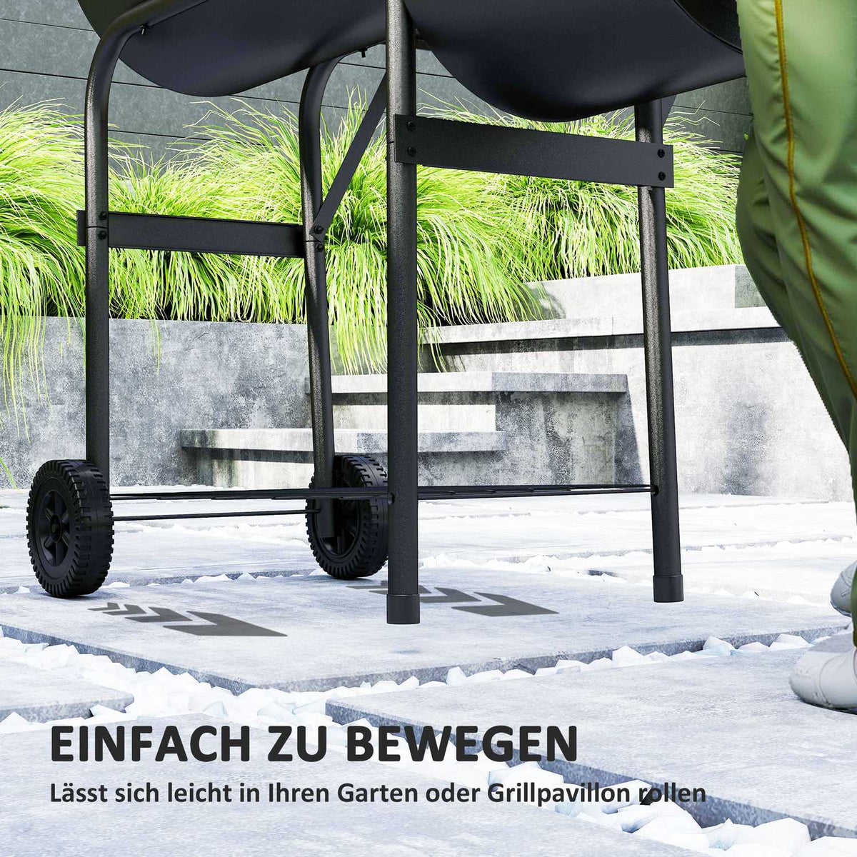 Charcoal grill made of steel BBQ smoker with lid thermometer wheels shelf mobile grill trolley with air supply charcoal tray, charcoal grill charcoal grill trolley for barbecue camping, garden 109x60x120 cm