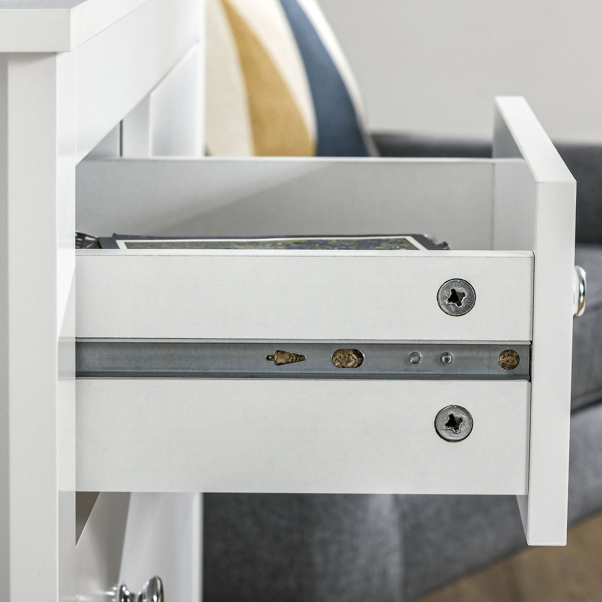 Chest Of Drawers Side Cabinet 5 Drawers Sideboard Anti-Tilt Drawer Chest Bedroom Living Room White 79 X 39.5 X 80.5 Cm