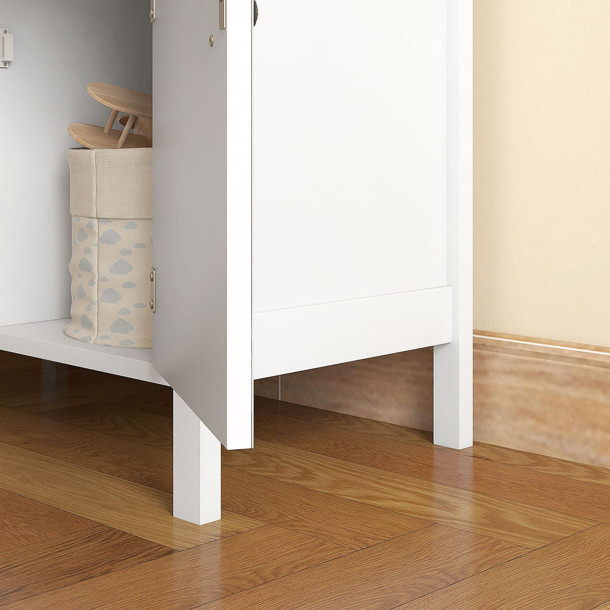 Chest Of Drawers Storage Cabinet 2 Drawers 3 Compartments Tilt Protection Living Room Bedroom White 68X34X80Cm