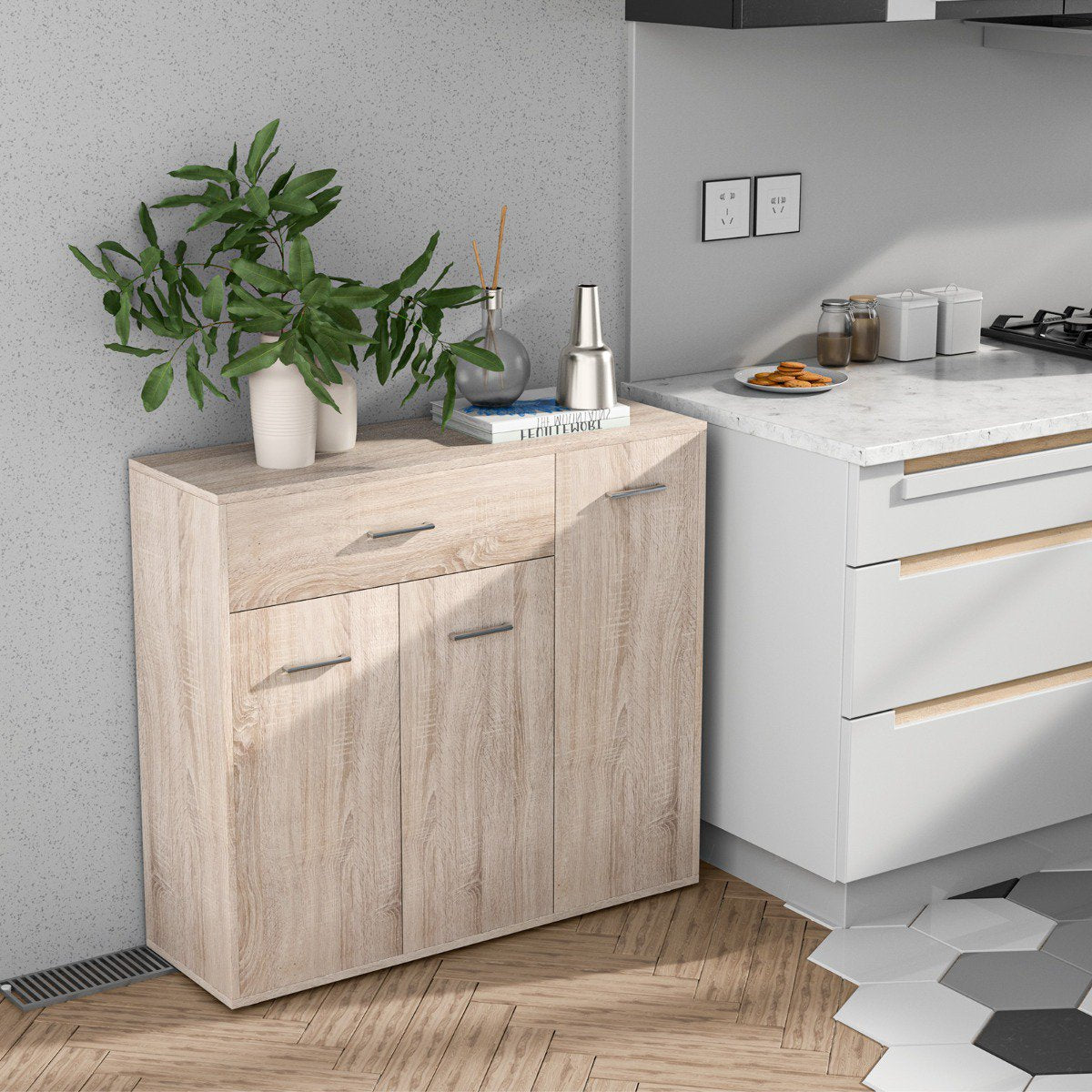 Chest Of Drawers With 2 Doors, Drawer, 90 x 29 x 82 cm