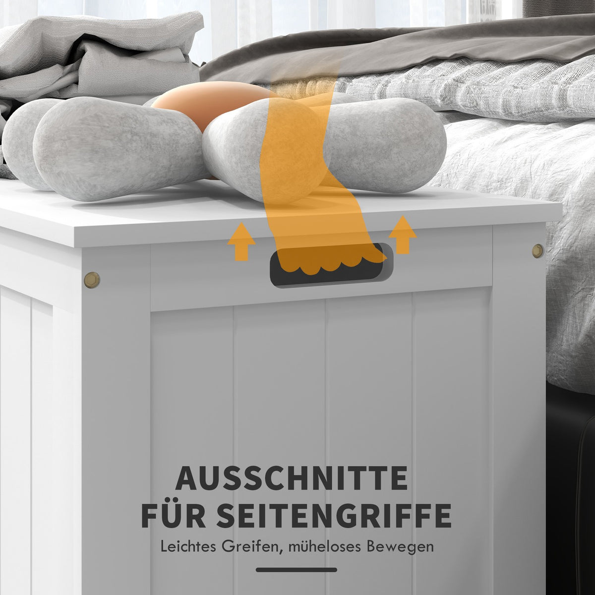 Chest, Storage Box, Storage Box With Handle, Equipment Chest With Lid, For Living Room, Bedroom, White, 81 X 40 X 46 Cm