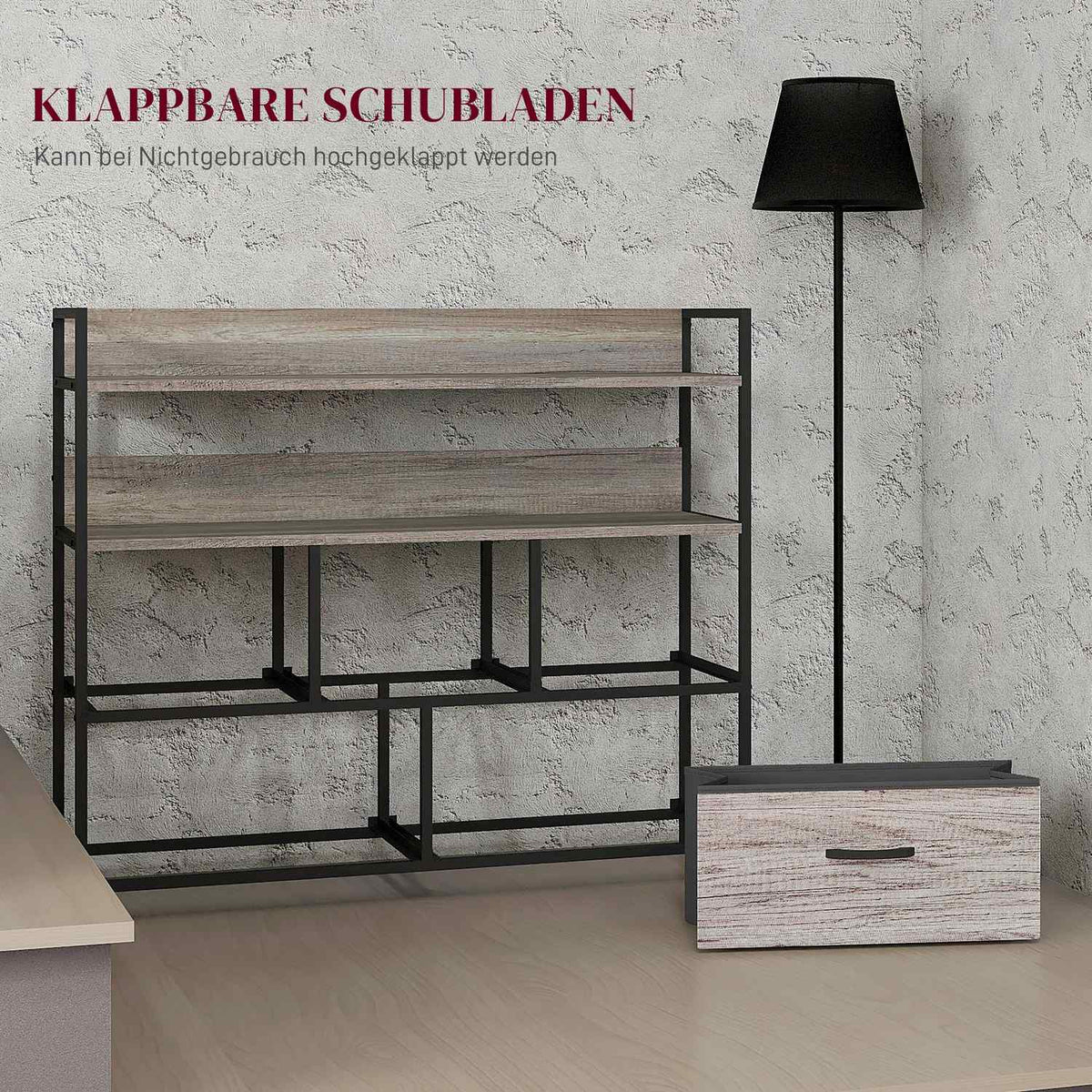 Chest of 5 Drawers Fabric Storage Cabinet Chest of Drawers with 2 Shelves Steel Frame Modern Design for Living Room Bedroom Gray