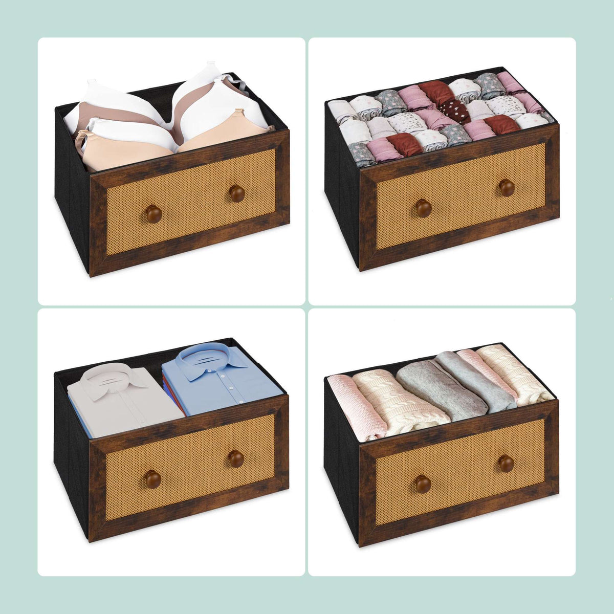 Chest of 6 drawers in rattan style