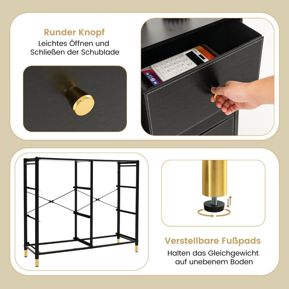 Chest of drawers for bedroom with 6 drawers high fabric chest of drawers with metal frame 89 x 30 x 76.5 cm black