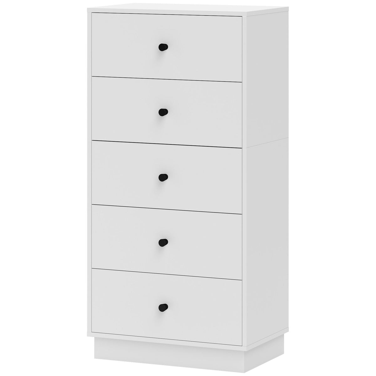 Chest of drawers, sideboard with 5 drawers, cabinet made of wood material, storage cabinet in modern style, drawer cabinet, chest of drawers, cabinet for living room, bedroom, hallway, 47 x 29 x 95 cm, white