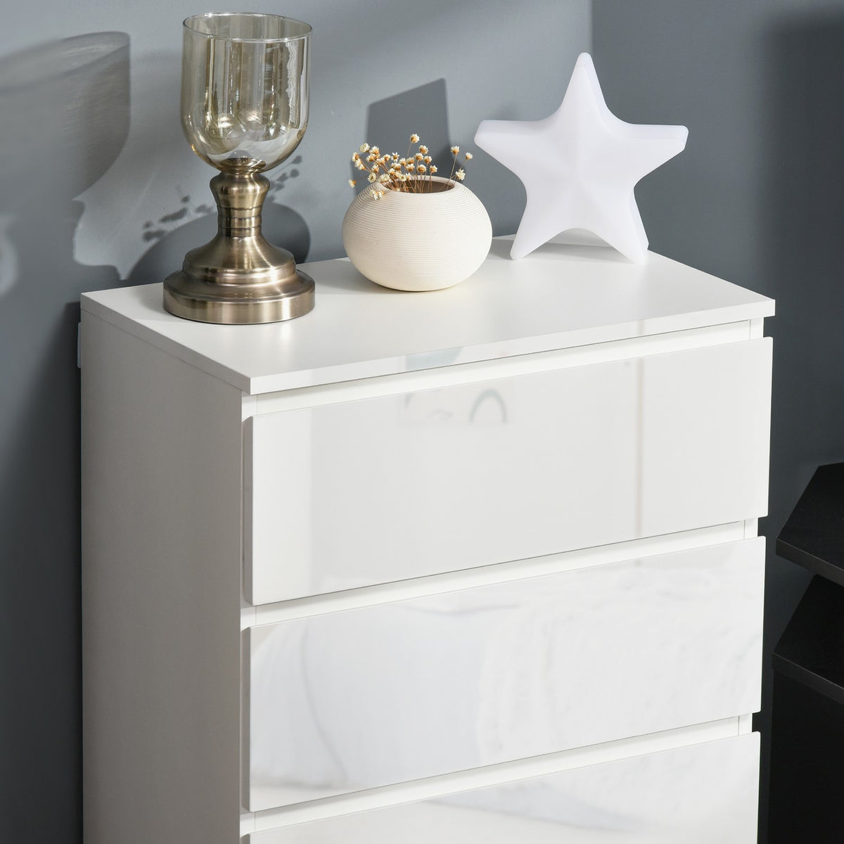 Chest of drawers, sideboard with 5 drawers, office cabinet with anti-tip pull tabs, for living room, bedroom, white, 55 x 34 x 100 cm |