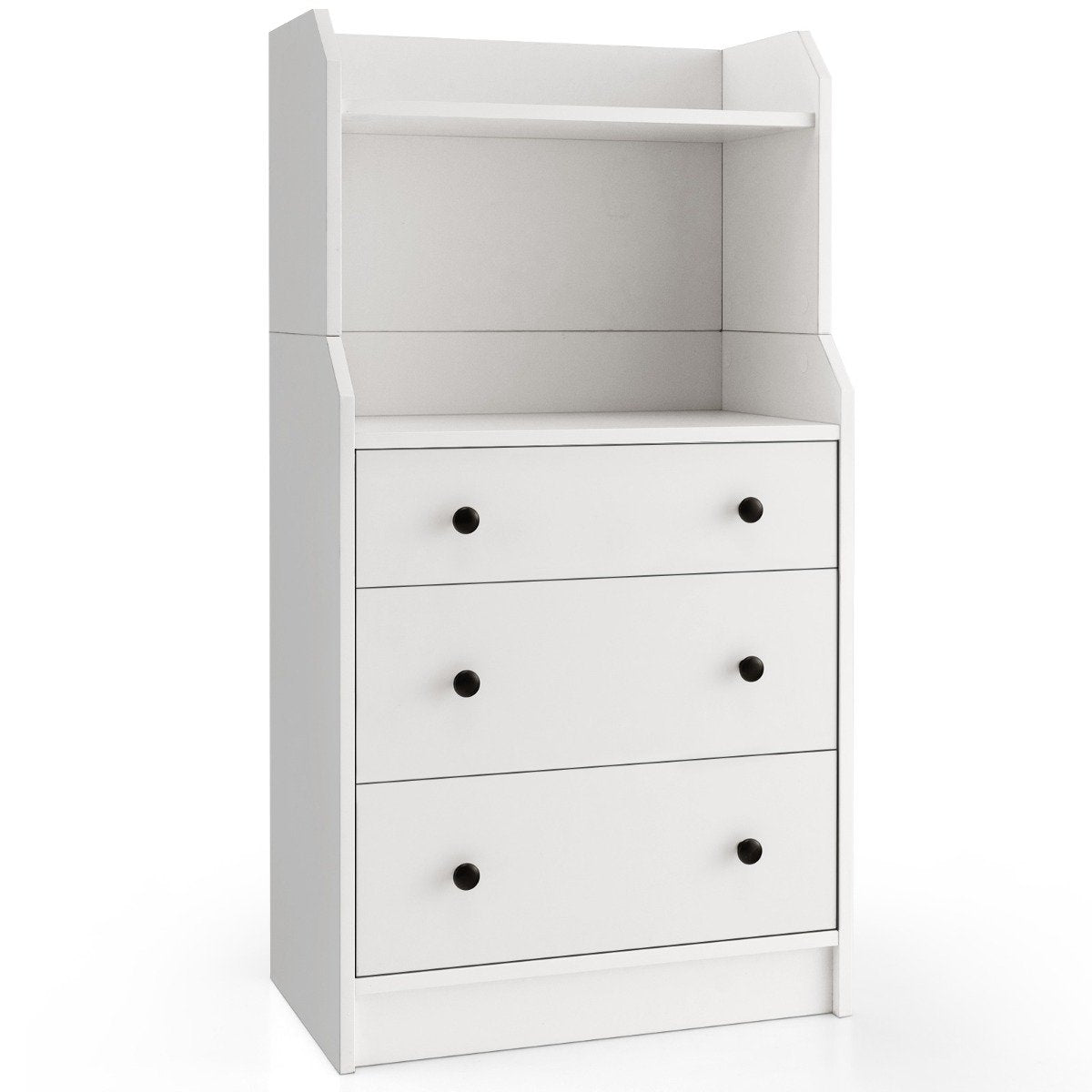 Chest of drawers with 3 drawers & shelves & anti-tip device Drawer cabinet White