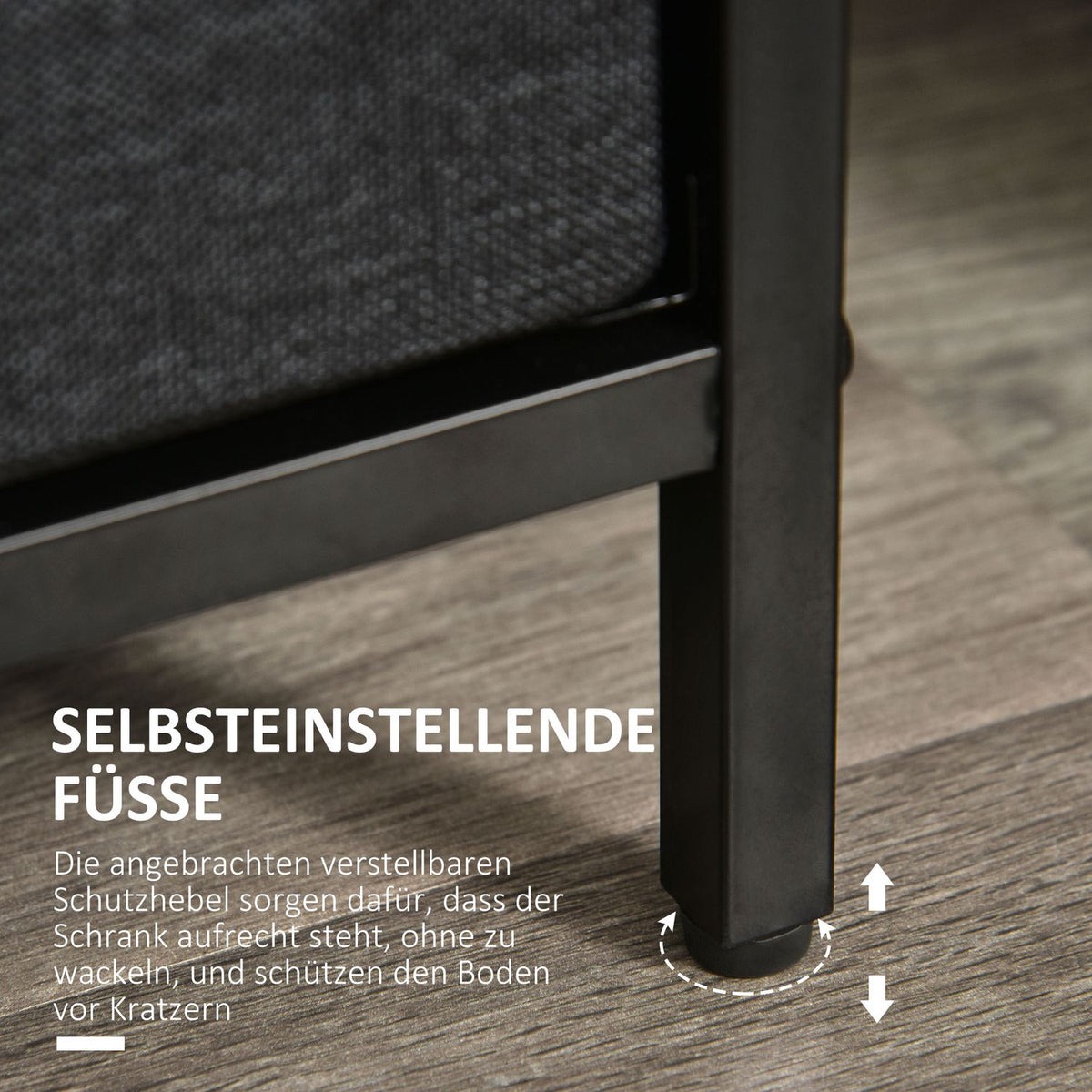 Chest of drawers with 4 drawers made of linen storage cabinet with shelf handles black