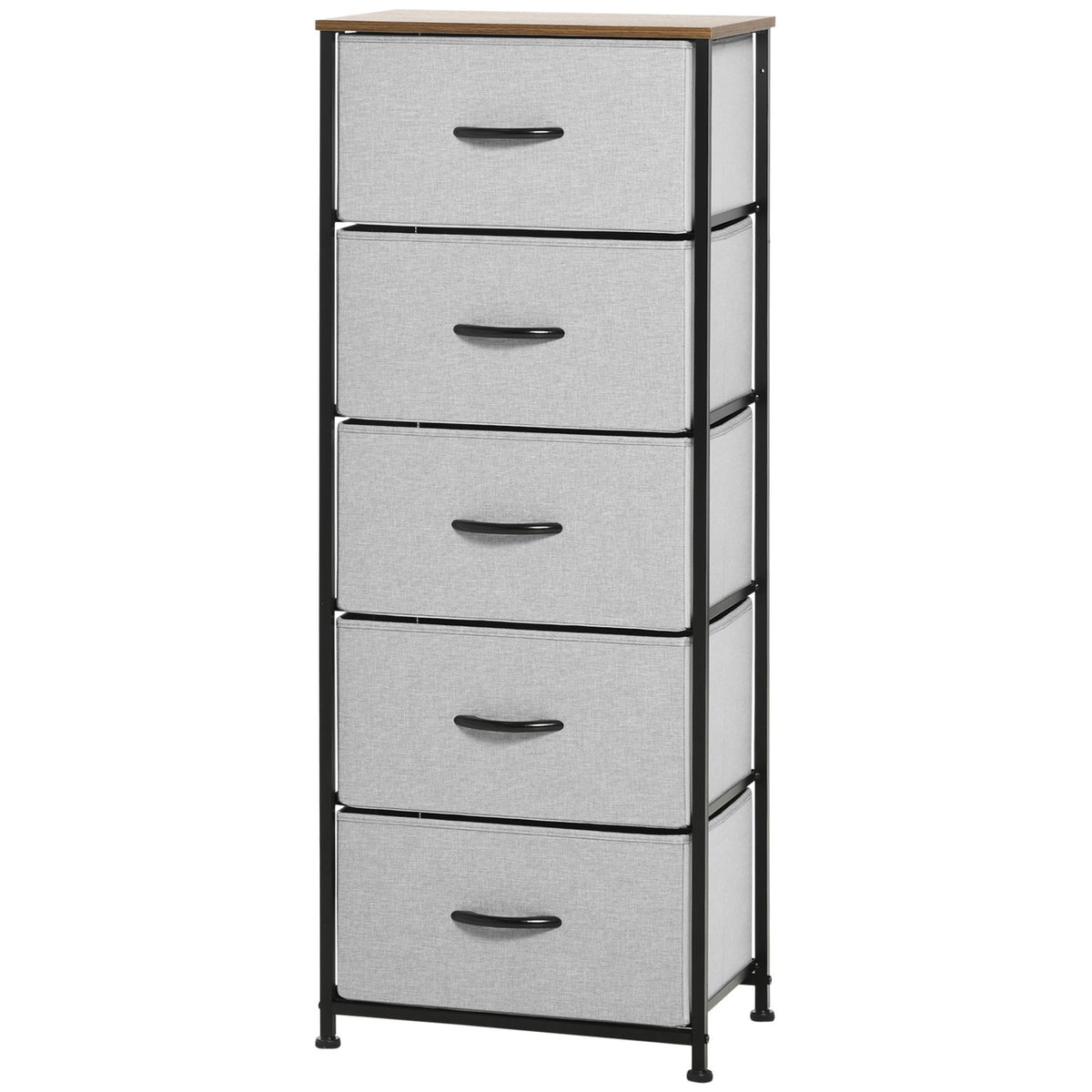 Chest of drawers with 5 drawers made of fabric storage cabinet chest of drawers with handles, modern design cabinet drawer cabinet storage chest of drawers for bedroom, living room gray |