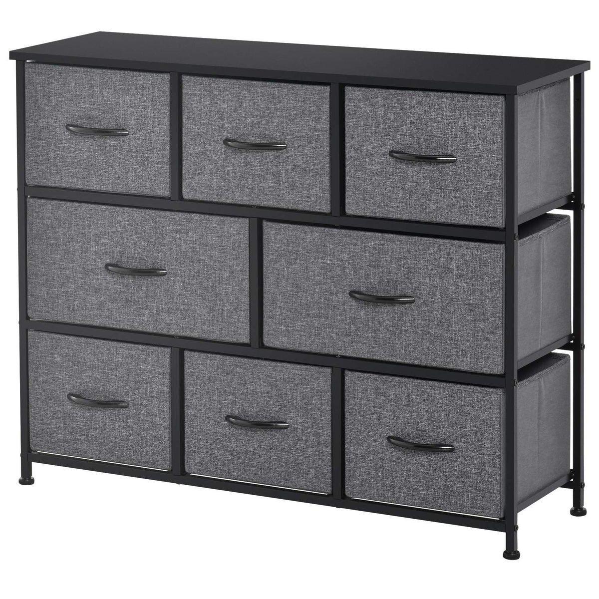 Chest of drawers with 8 drawers made of fabric, storage cabinet, chest of drawers with handles, metal frame, modern design cabinet for bedroom, living room, dark gray