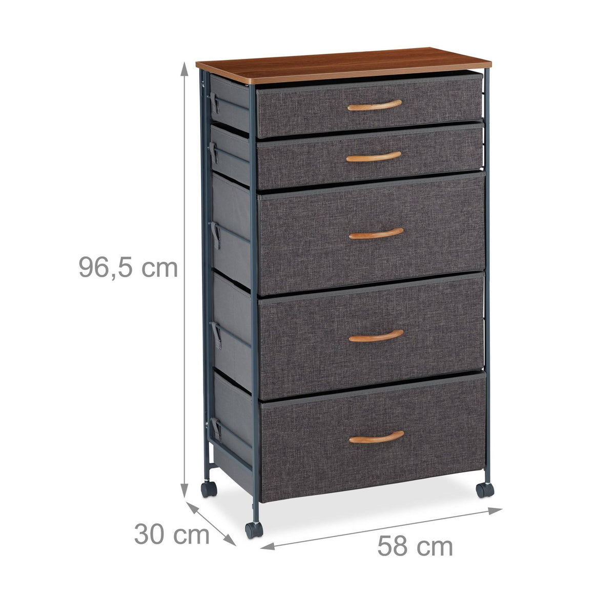 Chest of drawers with wheels