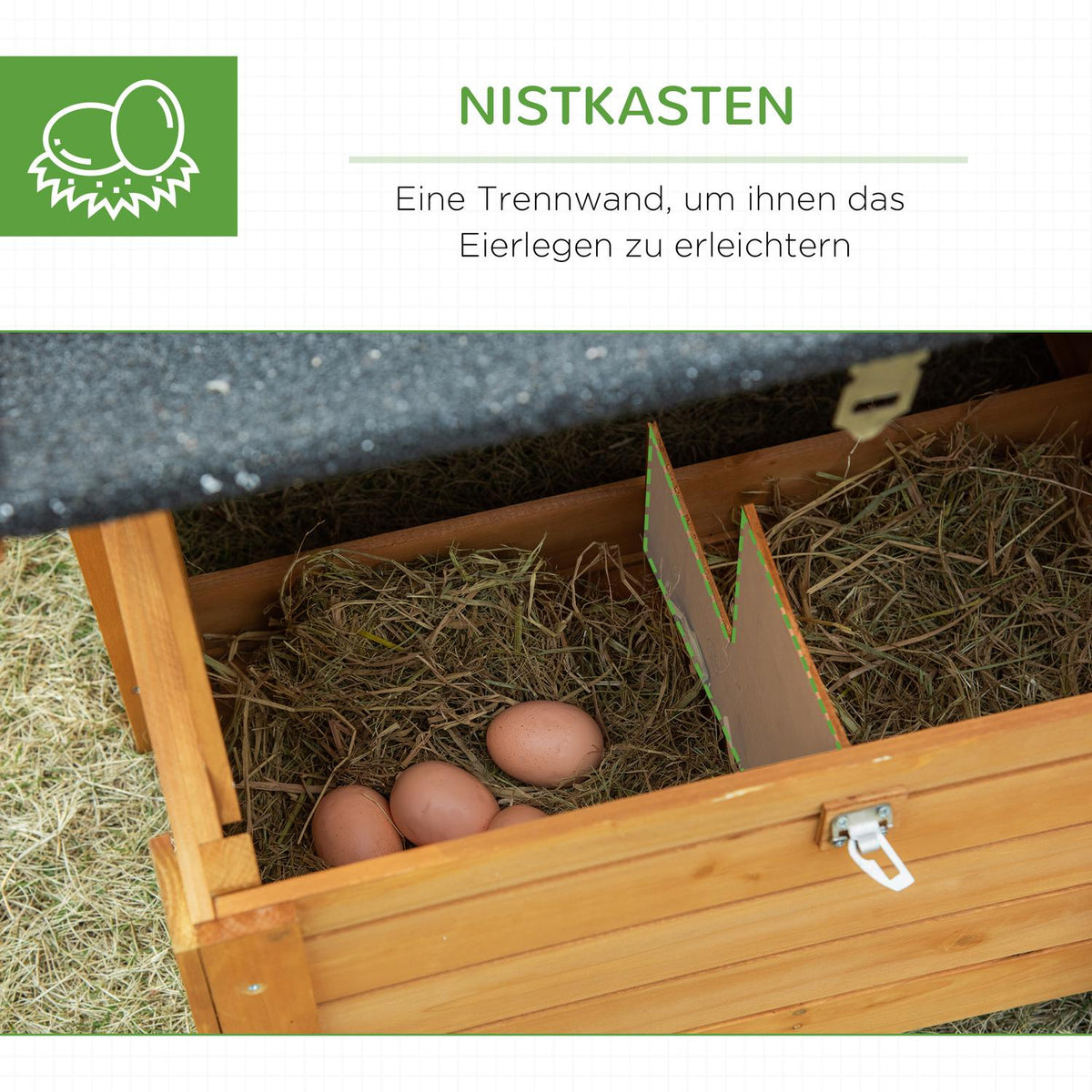Chicken Coop With Nesting Box, Playpen, Solid Wood, Natural, 180X92X78Cm