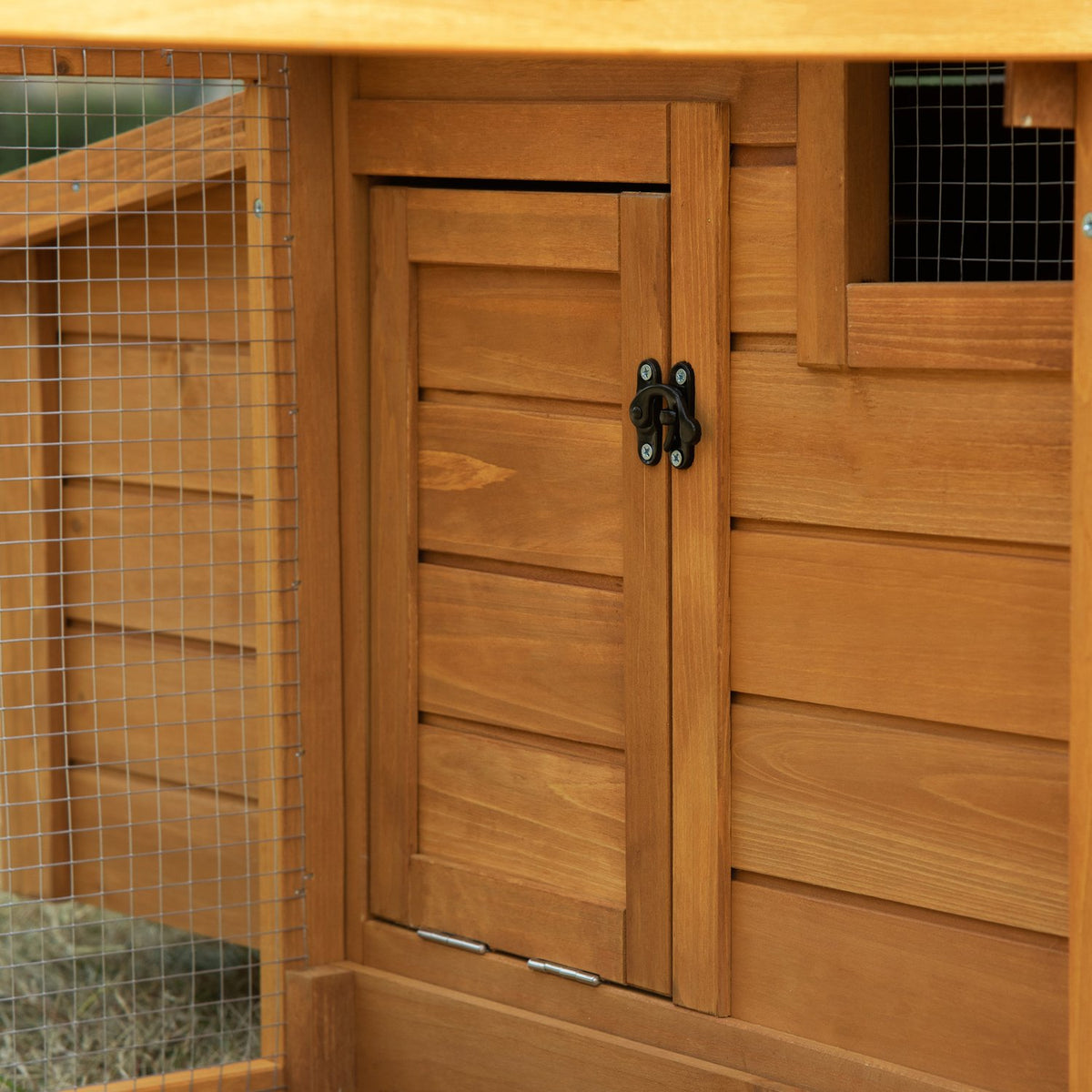 Chicken Coop With Nesting Box, Playpen, Solid Wood, Natural, 180X92X78Cm